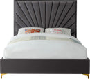 Eclipse Grey Velvet Queen Bed