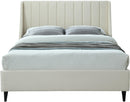 Eva Cream Velvet Queen Bed