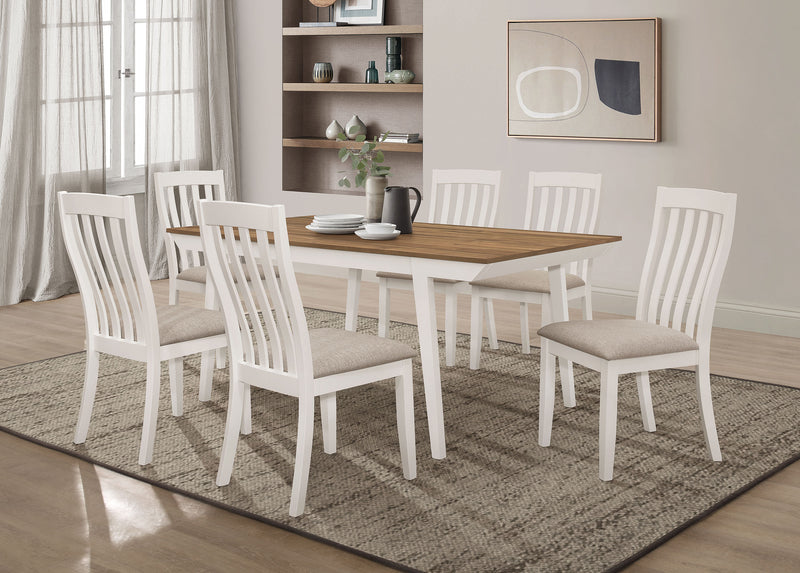 Anwar Rectangular Dining Table Set Natural Acacia and Off White