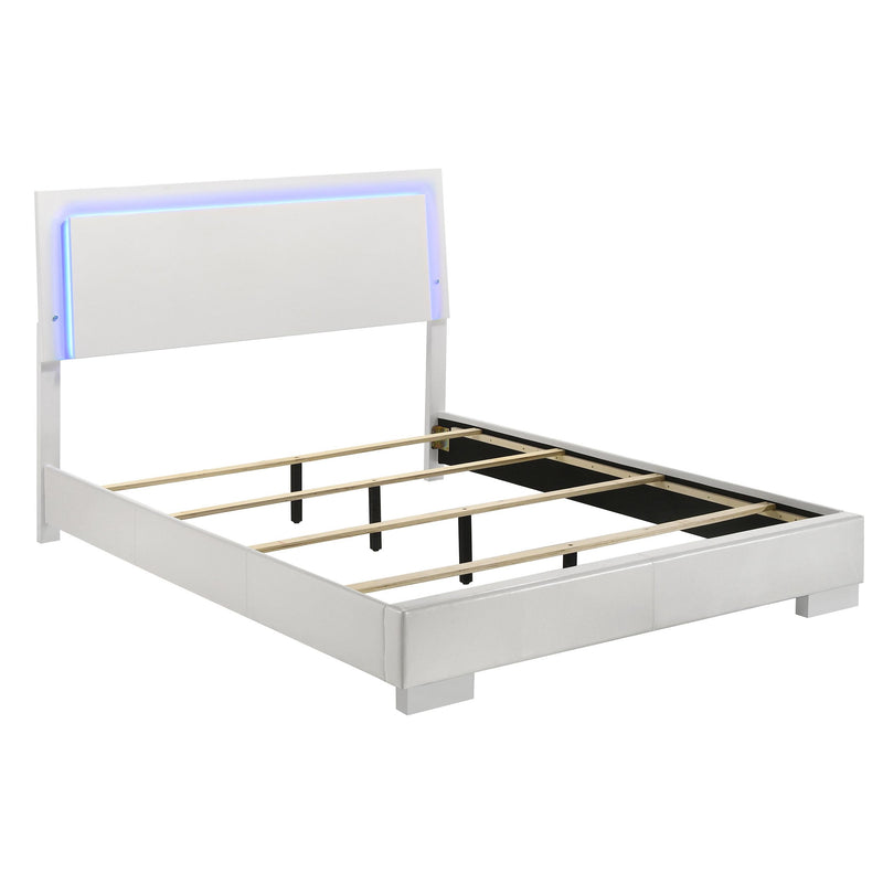 Felicity Queen Panel Bed with LED Lighting Glossy White