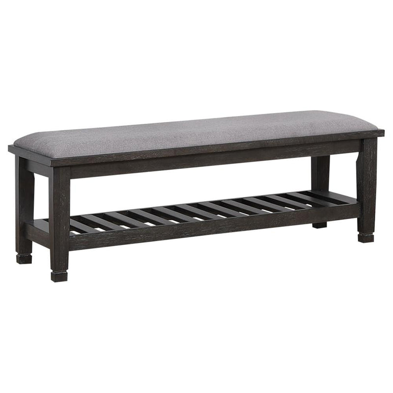 Franco Upholstered Bench with Slatted Shelf Weathered Sage image