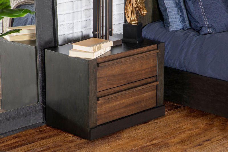 Azalia 2-drawer Nightstand Black and Walnut image