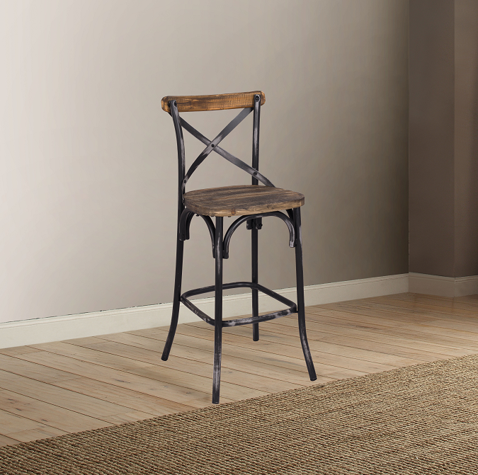 Zaire Antique Black & Antique Oak Bar Chair (1Pc)