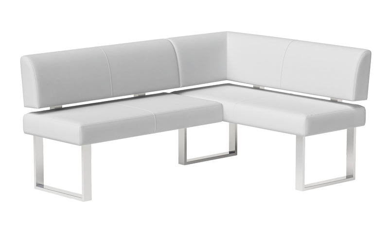 LINDEN Contemporary Dining Set w/ White Gloss Table, Upholstered Bench & Nook