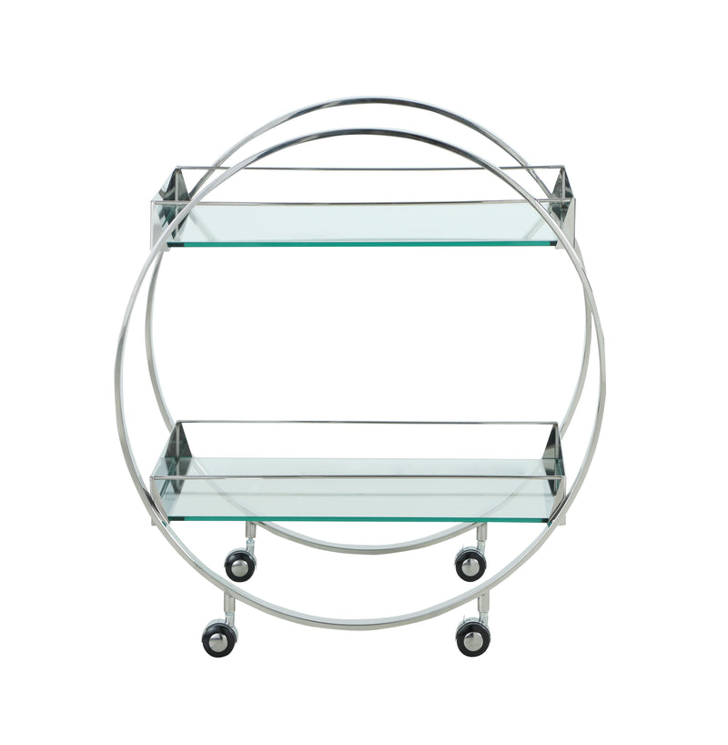 3037-TC Contemporary Circular Tea Cart w/ Glass Shelves