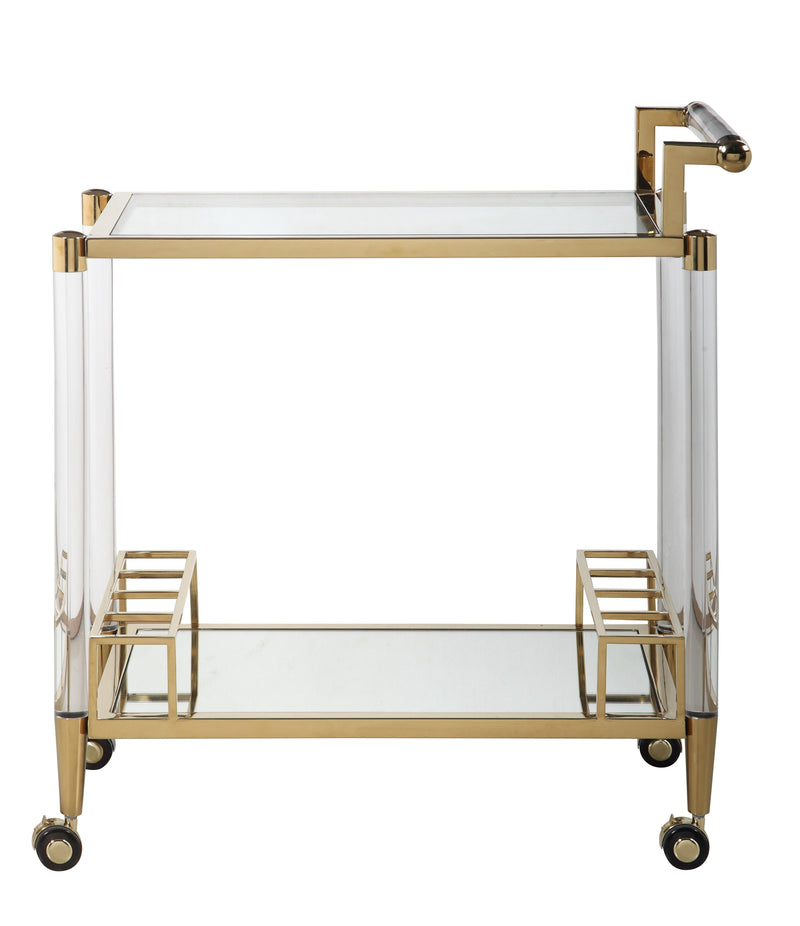 DENALI-TC Contemporary Brass Finish & Acrylic Tea Cart