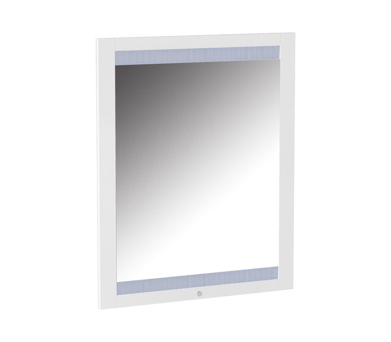 MOSCOW Modern White Laminate Framed Mirror w/ LED Light