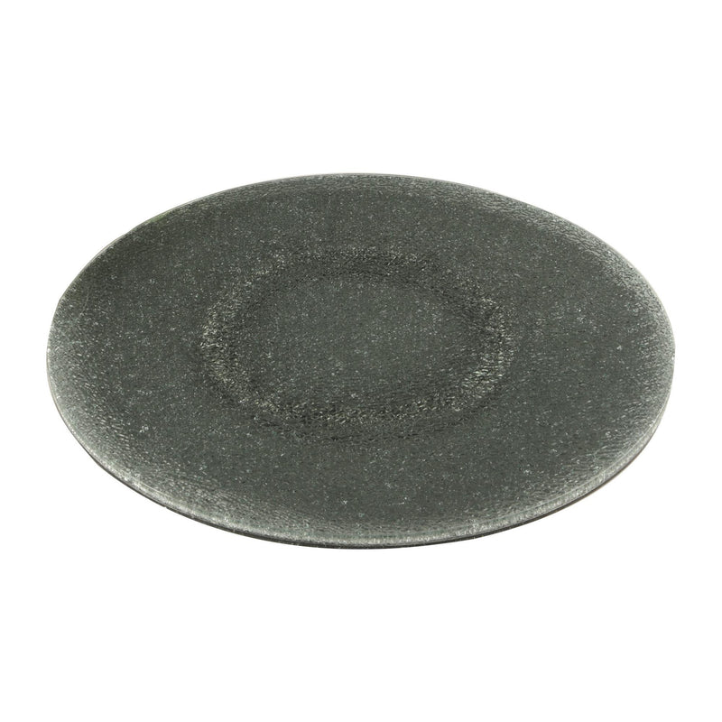 LAZY SUSAN 24� Round Gray Crackled Glass Lazy Susan