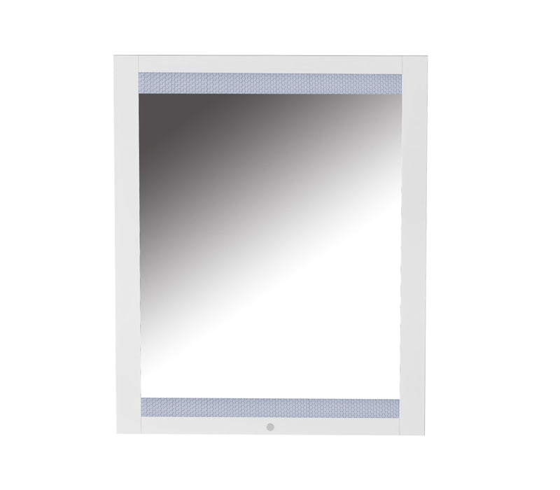 MOSCOW Modern White Laminate Framed Mirror w/ LED Light