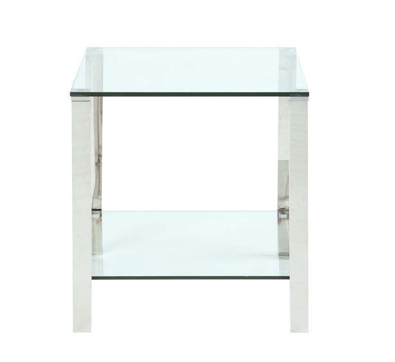 5080 Contemporary Rectangular Glass & Stainless Steel Lamp Table