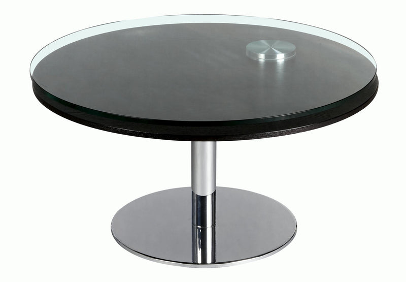 8176 Contemporary Dual Round Top Motion Cocktail Table w/ Glass & Solid Wood Top image