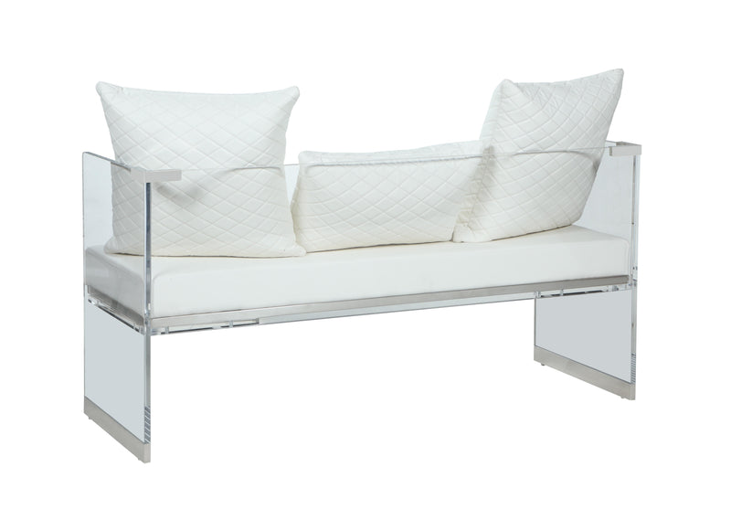 CIARA Contemporary Acrylic Bench w/ Upholstered Seat