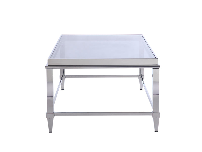 2035 Contemporary Rectangular Cocktail Table w/ Glass Top & Gray Trim