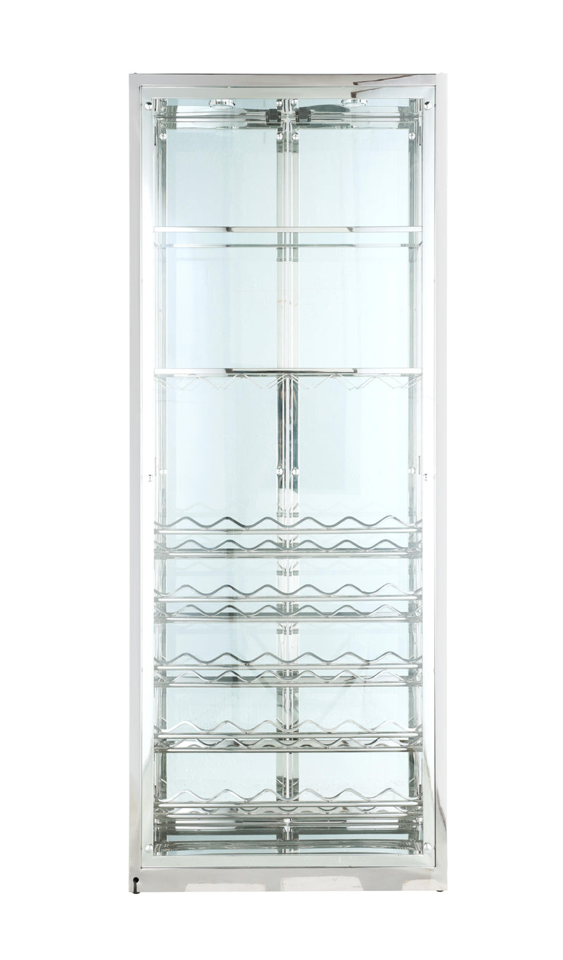 6655 Contemporary Glass Curio w/ Wine & Stemware Racks
