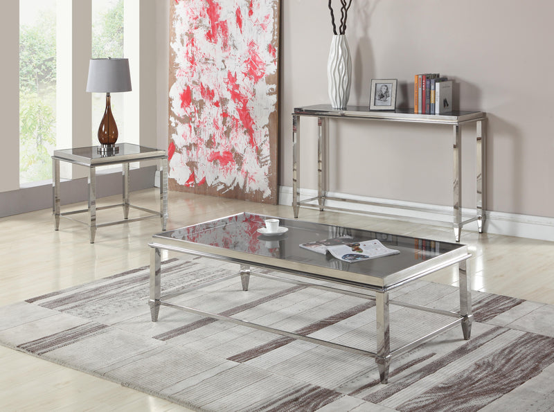 2035 Contemporary Lamp Table w/ Glass Top & Gray Trim