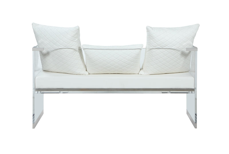 CIARA Contemporary Acrylic Bench w/ Upholstered Seat