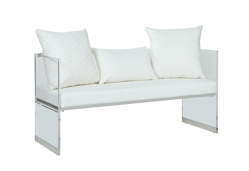 CIARA Contemporary Acrylic Bench w/ Upholstered Seat image