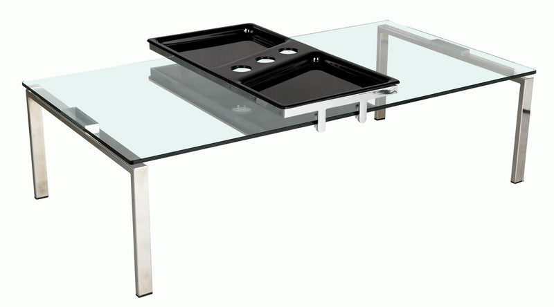 8151 Contemporary 30"x 55" Glass Top Cocktail Table w/ Acrylic Motion Tray