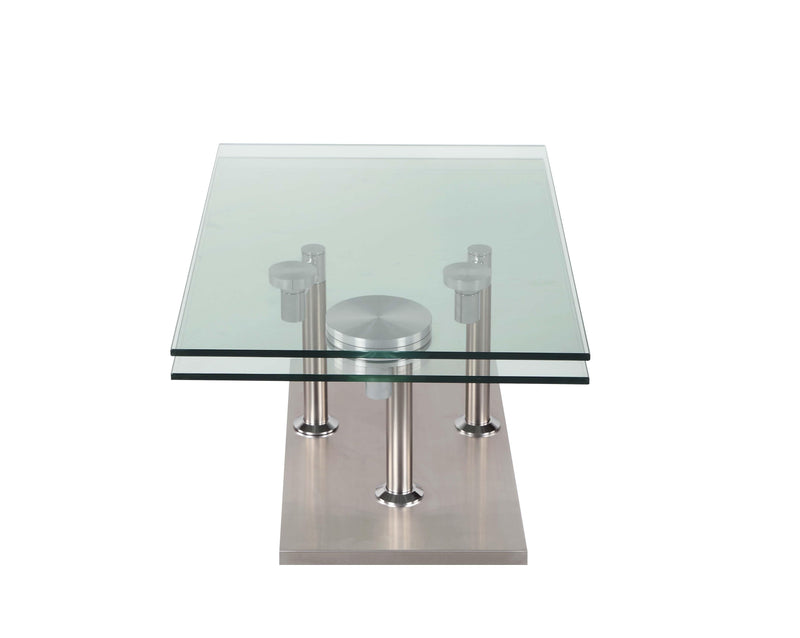 8164 Contemporary Dual Glass Top Cocktail Table