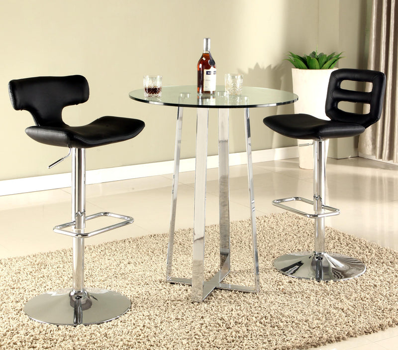 CHAMBERS Contemporary Glass Top Counter Table w/ X-Shaped Base