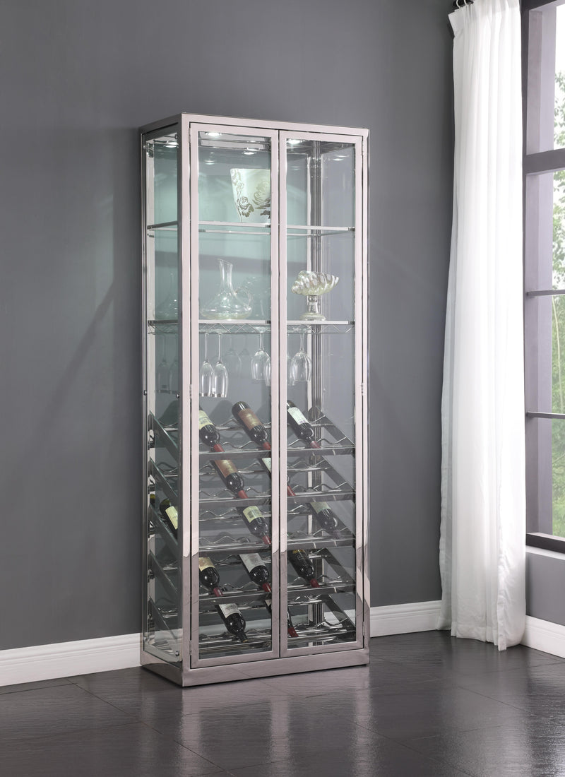 6655 Contemporary Glass Curio w/ Wine & Stemware Racks image