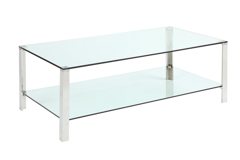 5080 Contemporary Rectangular Glass & Stainless Steel Cocktail Table image