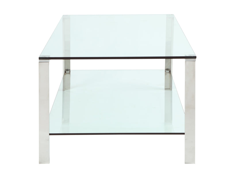 5080 Contemporary Rectangular Glass & Stainless Steel Cocktail Table