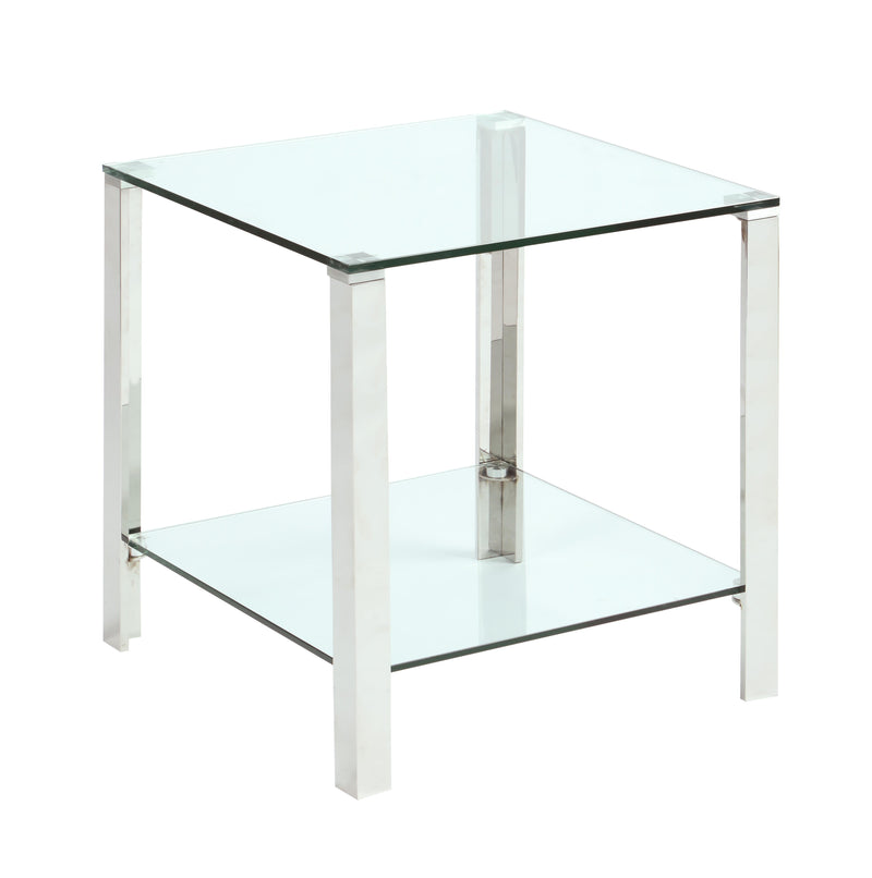 5080 Contemporary Rectangular Glass & Stainless Steel Lamp Table image