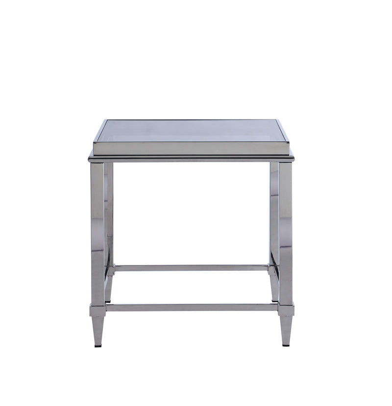 2035 Contemporary Lamp Table w/ Glass Top & Gray Trim