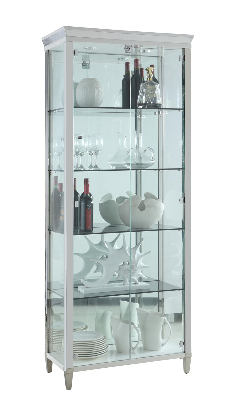 6652-CUR Contemporary Tempered Glass Curio w/ Shelves, Lighting & Locking Doors image