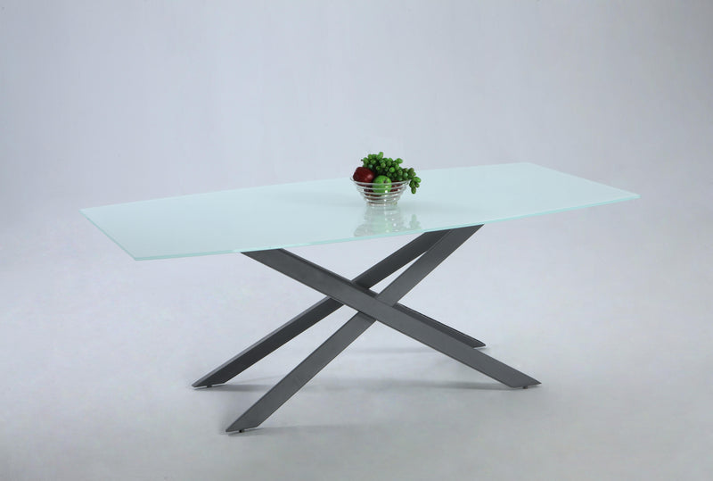 JACKIE Dining Table w/ Starphire Glass and X-Shaped Base image