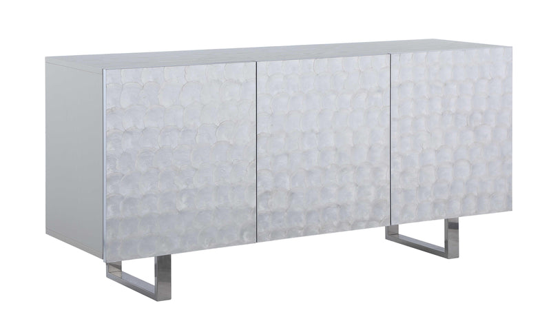 KENDALL Contemporary Buffet w/ Steel Legs & Seashell Veneer Accents