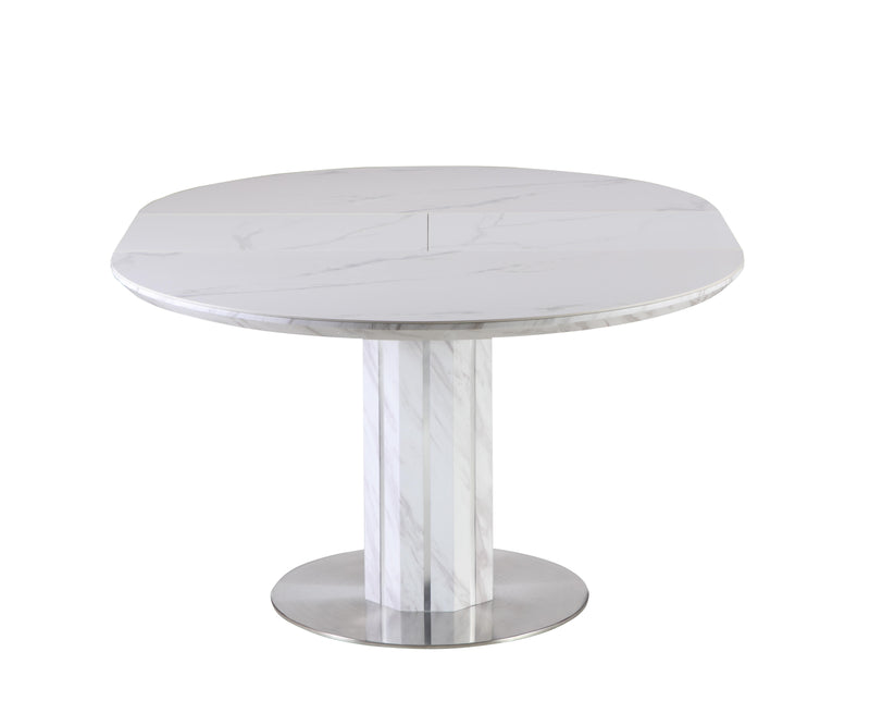 GRETCHEN Contemporary Dining Set w/ Butterfly-Extendable Marbleized Top Table