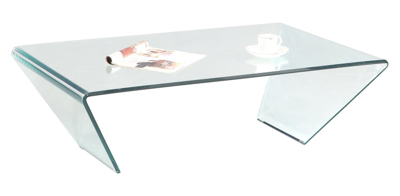 72102 28" x 45" Rectanglular Bent Glass Cocktail Table