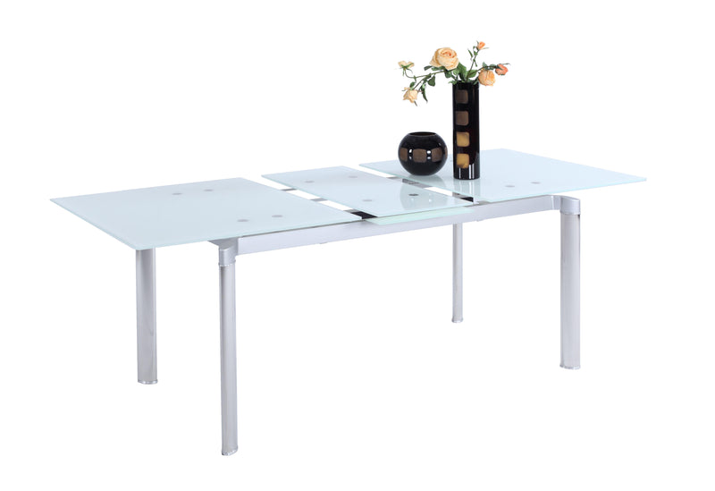 TARA Modern Extendable White Glass Dining Table