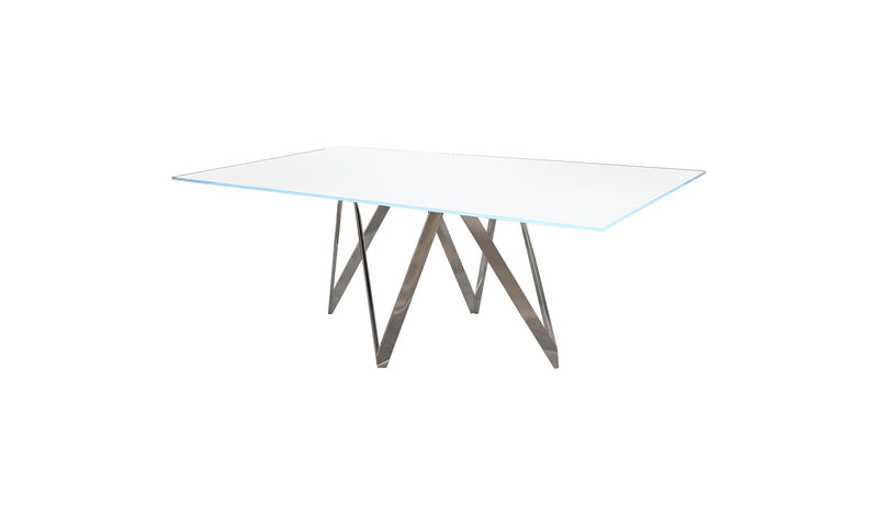 ABIGAIL Modern White Glass Top Dining Table
