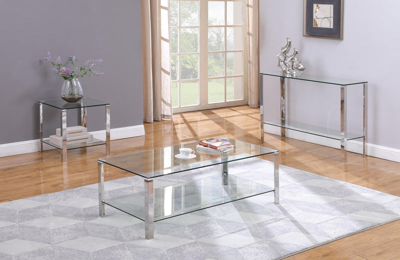 5080 Contemporary Rectangular Glass & Stainless Steel Sofa Table image