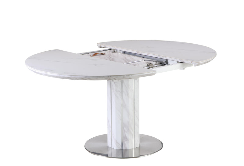 GRETCHEN Contemporary Dining Set w/ Butterfly-Extendable Marbleized Top Table