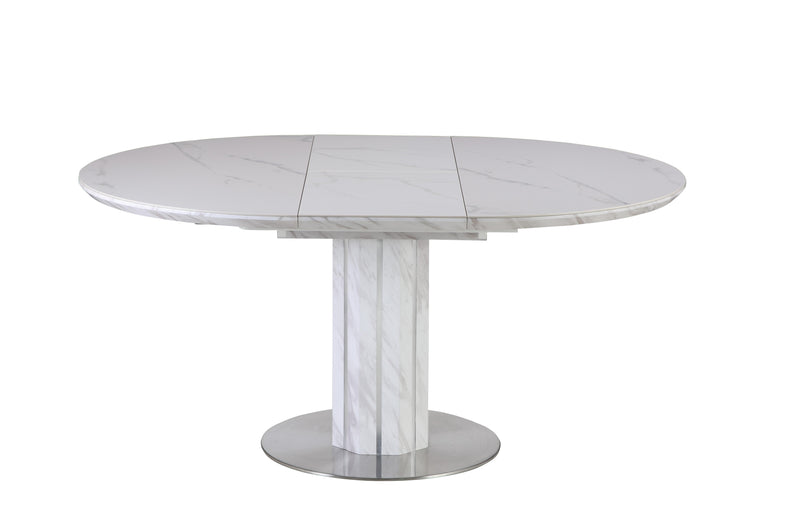 GRETCHEN Contemporary Dining Set w/ Butterfly-Extendable Marbleized Top Table