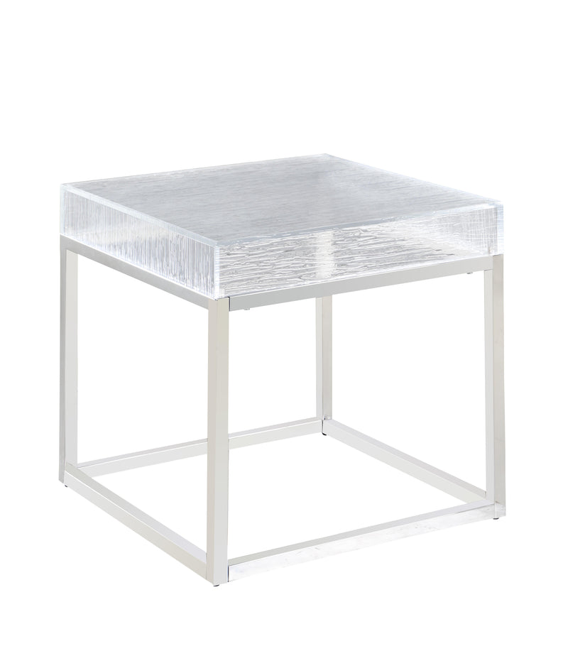 VALERIE-OCC Contemporary Lamp Table w/ Acrylic Top & Stainless Steel Frame