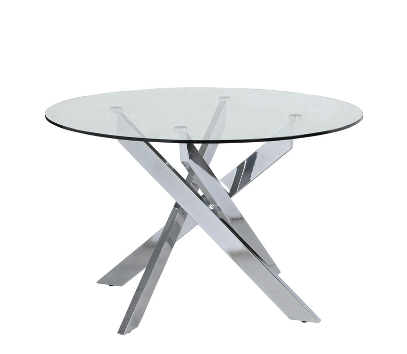 DUSTY Contemporary Dining Table w/ Clear Round Glass Top