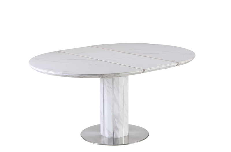 GRETCHEN Contemporary Dining Set w/ Butterfly-Extendable Marbleized Top Table
