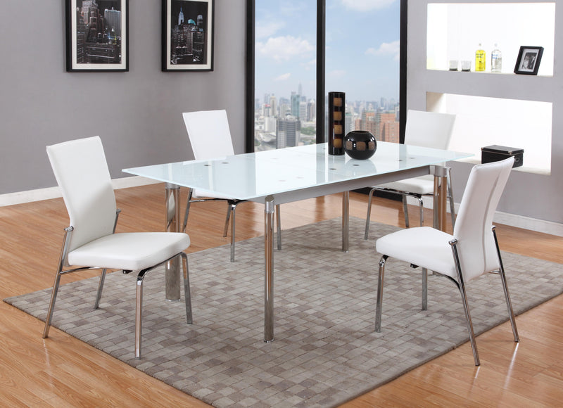 TARA Modern Extendable White Glass Dining Table