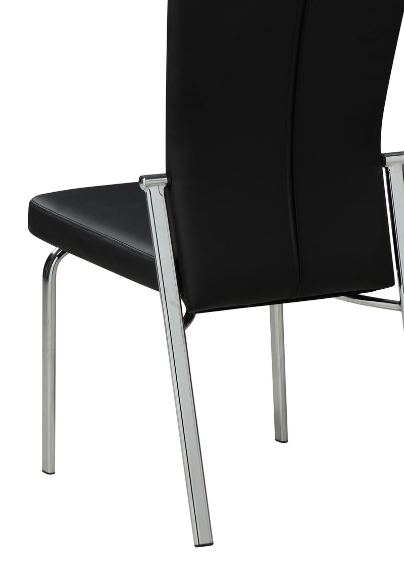 MOLLY-LTH Contemporary Motion-Back Leather Upholstered Side Chair w/ Chrome Frame