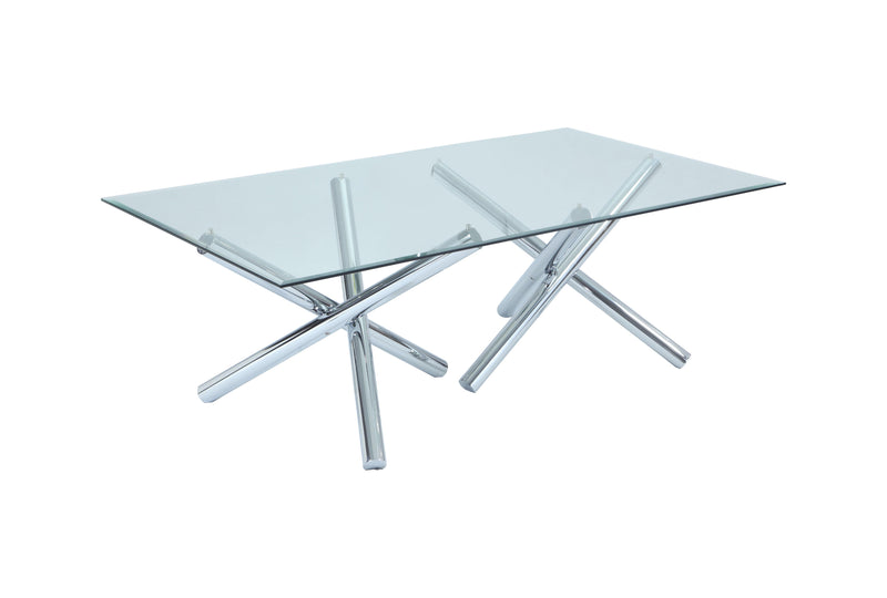 LEATRICE Rectangular Table w/ 42"x 72" Glass Top (2 Bases Needed)