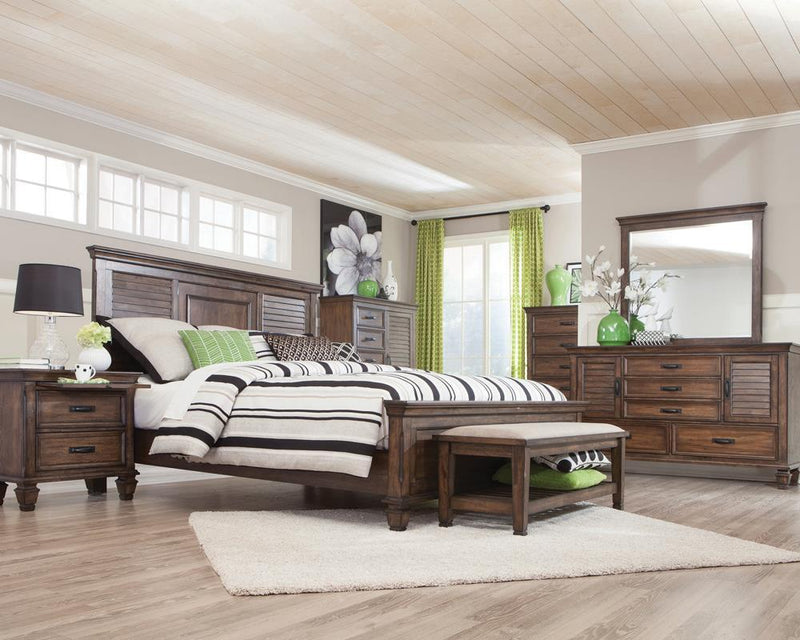 Franco Eastern King & Queen Panel Bed Antique White & Oak