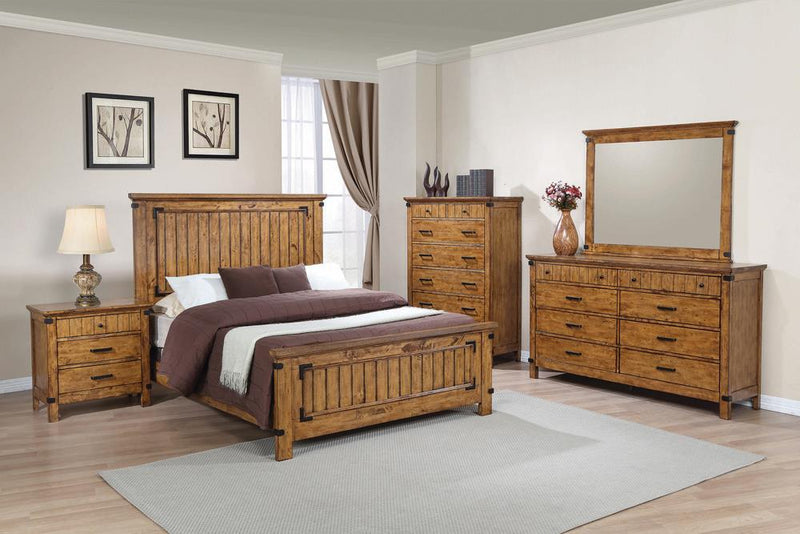 Brenner Queen Panel Bed Rustic Honey