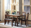 Bennox Dining Table and Chairs with Bench (Set of 6)