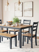 Gesthaven Dining Table with 4 Chairs and Bench (Set of 6)