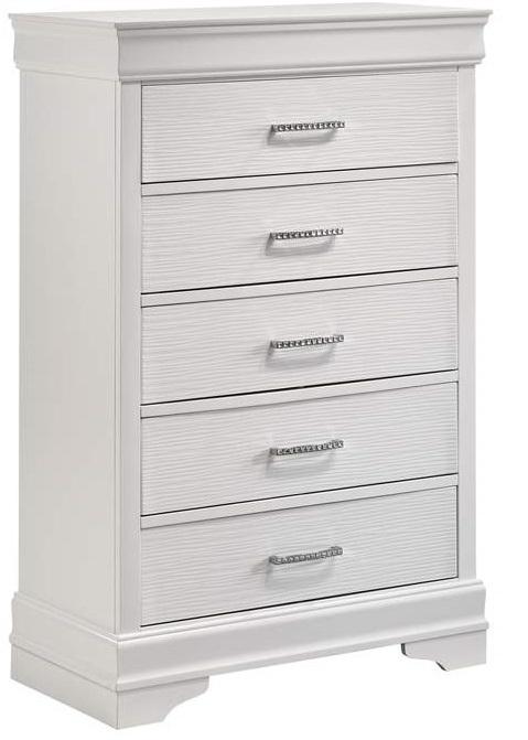 Galaxy Home Brooklyn 5 Drawer Chest in White GHF-733569342808 image